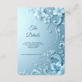 Cartão De Informações Enclave de Detalhe Floral Decorativo Azul