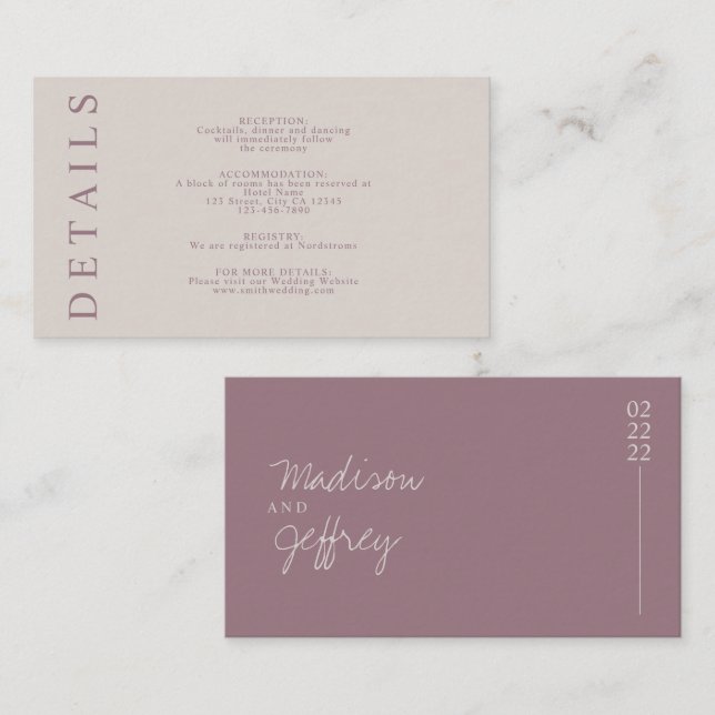 Cartão De Informações Enclosu De Tonalidade Rosa Rosa-Rosa Mole Minimali (Frente/Verso)