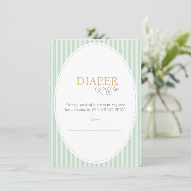 Cartão De Informações Enclosure Card Baby shower Diaper Raffle. (Em pé/Frente)