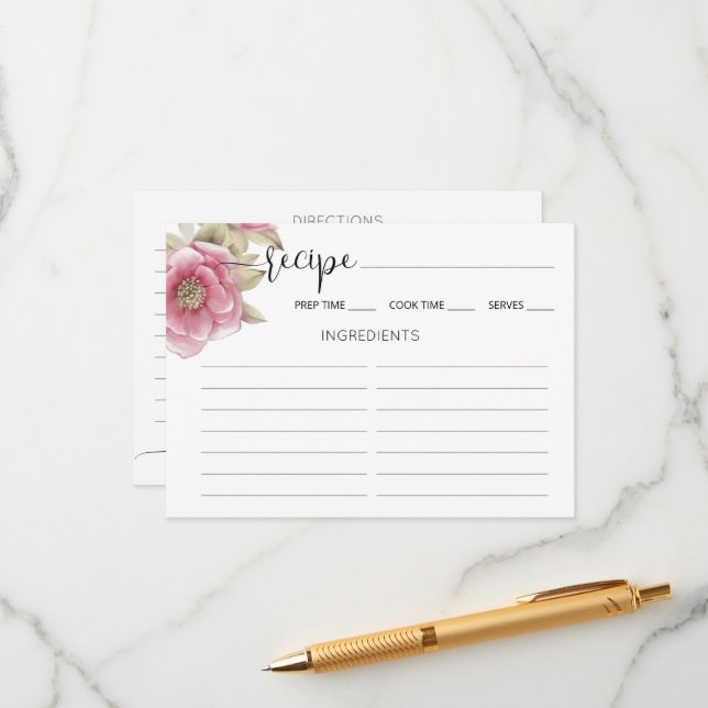 Cartão De Informações Enclosure Card Bridal Shower Recipe. (Frente/Verso In Situ)