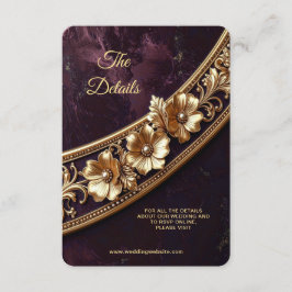 Cartão De Informações Enclosure com Detalhe Floral Dourado Ornamentado