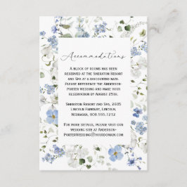 Cartão De Informações Enclosure de Casamento Floral em Aquarela Azul e B