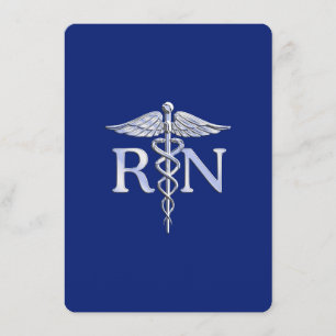 Cartão De Informações Enfermeiro Registrado RN Caduceus em Azul Marinho