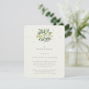 Cartão De Informações Ensaio De Casamento De Creme Snowberry+Eucalyptus