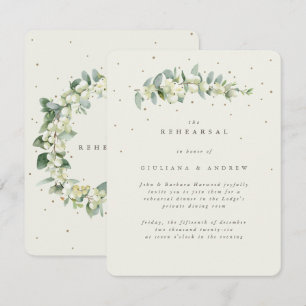 Cartão De Informações Ensaio De Casamento De Creme Snowberry+Eucalyptus