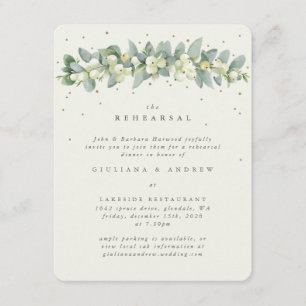 Cartão De Informações Ensaio De Casamento De Creme Snowberry+Eucalyptus