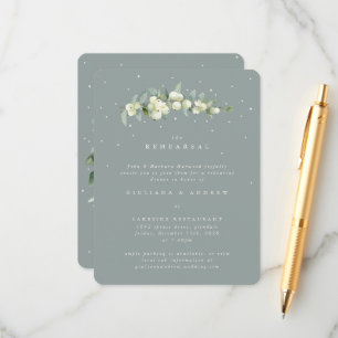 Cartão De Informações Ensaio de Casamento de Seafoam Snowberry+Eucalyptu