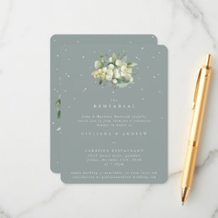 Cartão De Informações Ensaio de Casamento de Seafoam Snowberry+Eucalyptu