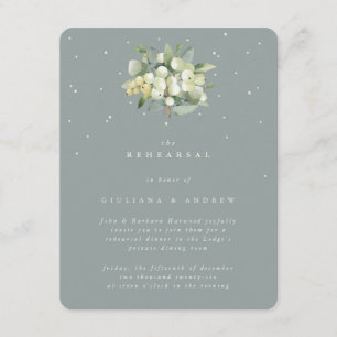 Cartão De Informações Ensaio de Casamento de Seafoam Snowberry+Eucalyptu