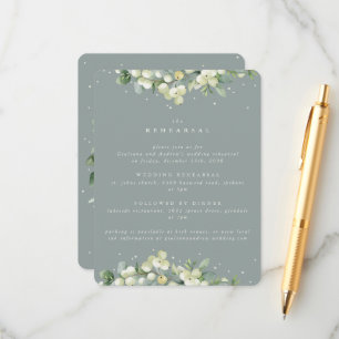 Cartão De Informações Ensaio de Casamento de Seafoam Snowberry+Eucalyptu