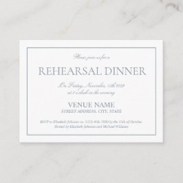 Cartão De Informações Ensaio de Script Clássico Azul Elegante Dusty