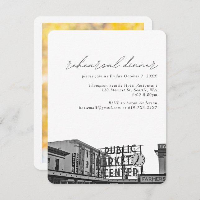 Cartão De Informações Ensaio Fotográfico de Seattle Wedding Pikes Place (Frente/Verso)