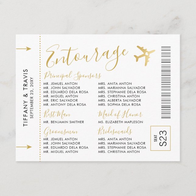 Cartão De Informações Entourage Inserir Tema de Viagem Passagem de Embar (Frente)