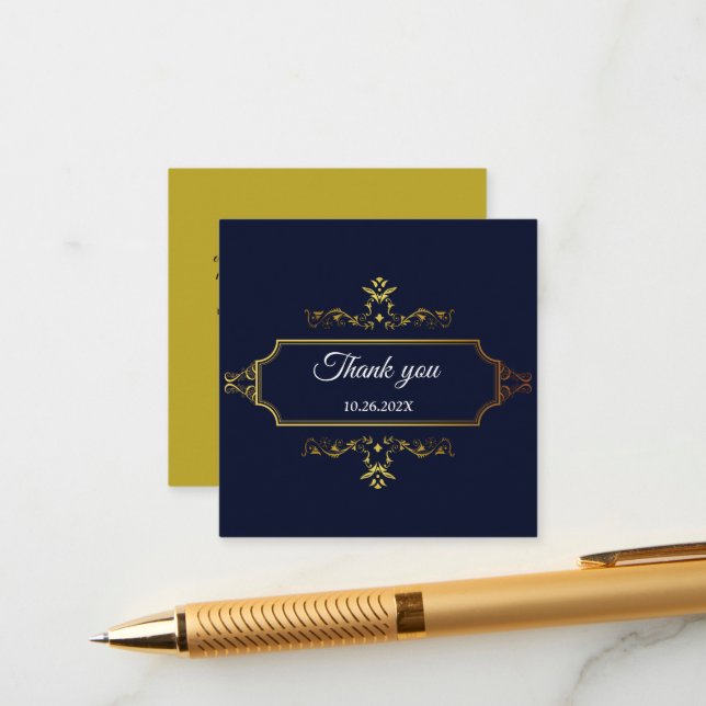 Cartão De Informações Envelope com fechamento em estilo indiano dourado  (Frente/Verso In Situ)