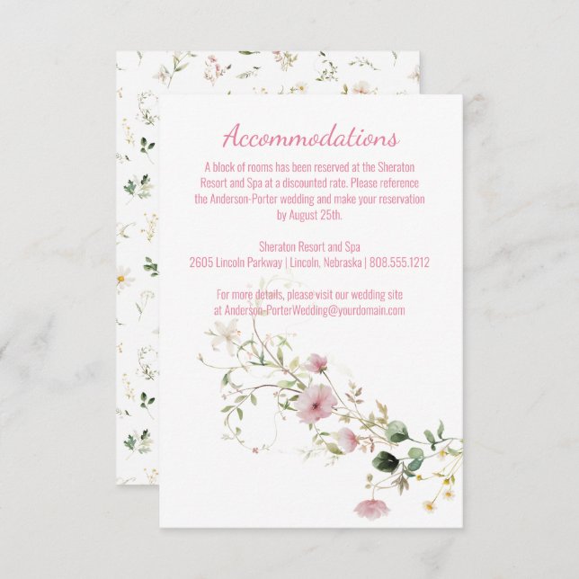 Cartão De Informações Envelope Floral Rosa Pálido (Frente/Verso)