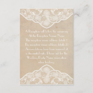 Cartão De Informações Envelopes de Casamento com Visual de Lona e Renda 