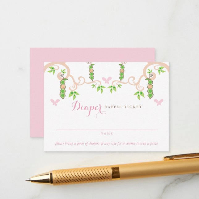 Cartão De Informações Ervilha De Bebê Em Um Bilhete De Fralda De Jardim  (Frente/Verso In Situ)