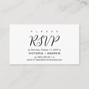 Cartão De Informações Esboço preto estético, resposta RSVP de Casamento