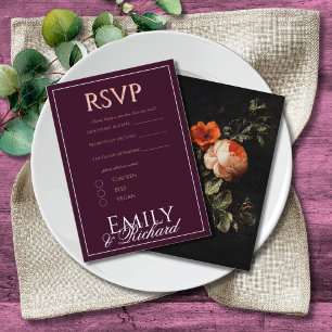 Cartão De Informações Escolhas de Refeição para RSVP de Casamento Floral