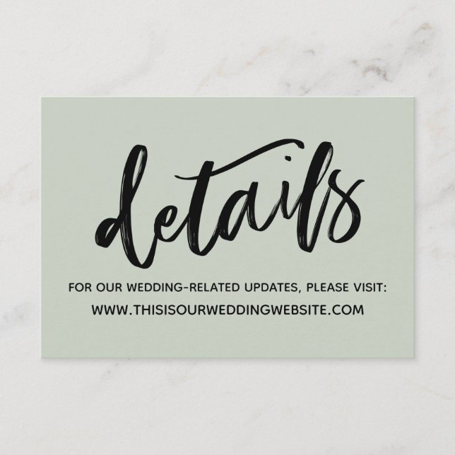 Cartão De Informações Escrita manual casual Simples Sage de Detalhes do  (Frente)