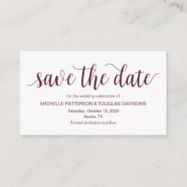 Cartão De Informações Escrita Rústica, Borgonha, Casamento Salve a data