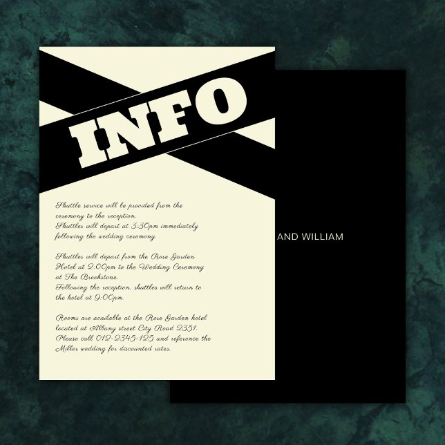 Cartão De Informações Escrito Ecru negro moderno sofisticado (Criador carregado)