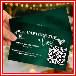 Cartão De Informações Esmeralda Verde Capture O Amor QR Casamento