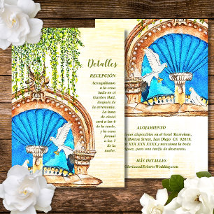 Cartão De Informações Espanhol, Detalhes De Casamento Por Aquarela Pinta