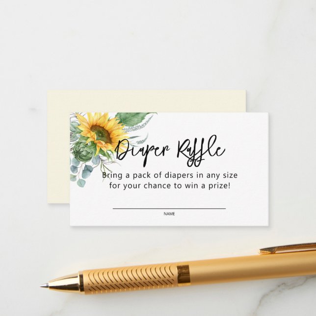 Cartão De Informações Espessura-do-sol Fralda-Chá de fraldas Raffle (Frente/Verso In Situ)