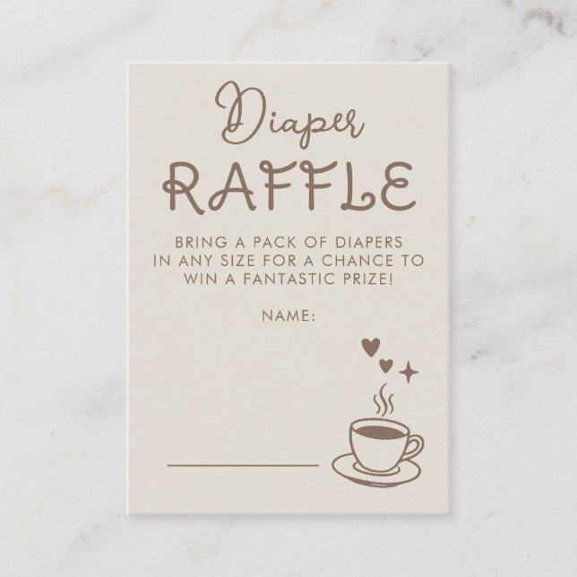 Cartão De Informações Espresso Coffee Diaper Raffle Baby Shower Ticket (Frente)