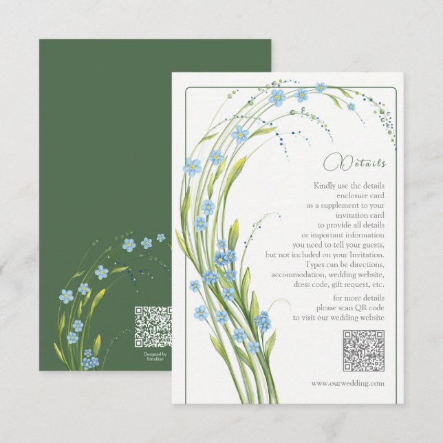 Cartão De Informações Esqueça-me - Não Detalhes do Casamento (Frente/Verso)