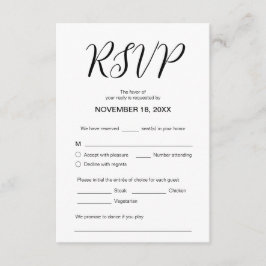 Cartão De Informações Estética moderna, Responder RSVP Jantar de Casamen