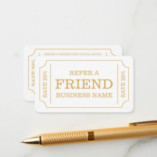 Cartão De Informações Estilo de Bilhete Ousado - Branco e Dourado - Cart