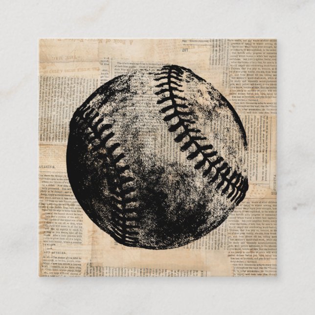 Cartão De Informações Estilo de Jornal Vintage Baseball Art Illustration (Frente)