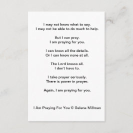 Cartão De Informações "Estou Rezando Por Você" Poema