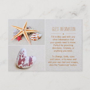 Cartão De Informações Estrelas do Tema da Praia e Informações do Convida