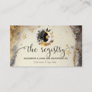 Cartão De Informações Estrelas Douradas Celestiais Luas Escuras