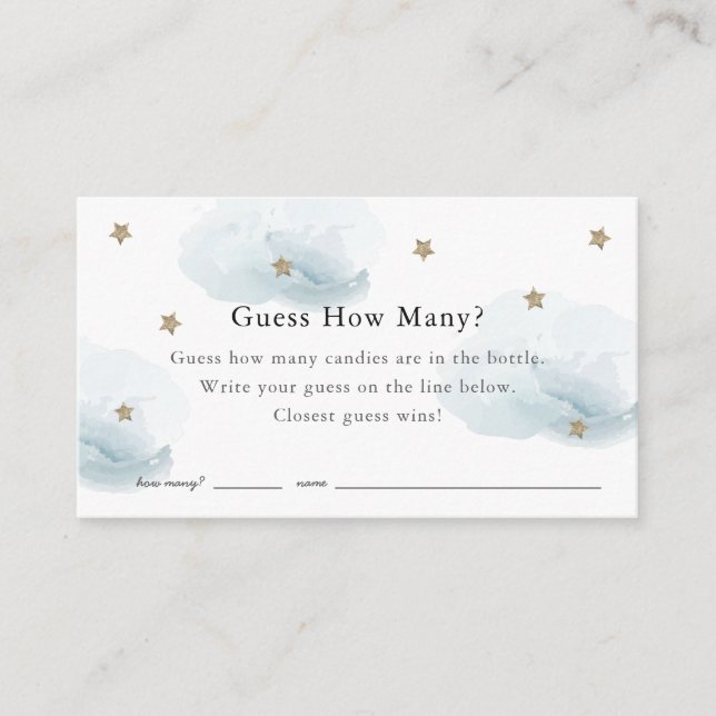 Cartão De Informações Estrelas Nuvens Adivinham Quantos Jogos de Chá de  (Frente)