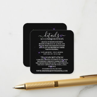 Cartão De Informações Estrelas Roxas Personalizadas com Detalhes Pretos
