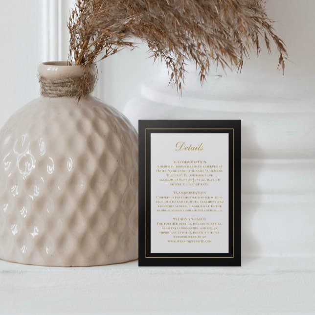 Cartão De Informações Eterno clássico elegante preto Dourado simples (Criador carregado)