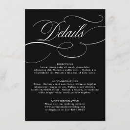 Cartão De Informações Eterno de caligrafia moderna Casamento branco Negr