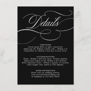 Cartão De Informações Eterno de caligrafia moderna Casamento branco Negr