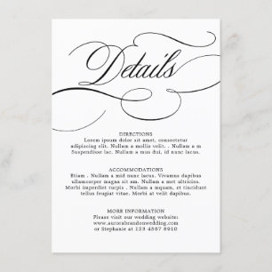 Cartão De Informações Eterno de caligrafia moderna Casamento branco Negr