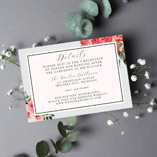 Cartão De Informações Eterno Floral Blush Red Greenery Casamento