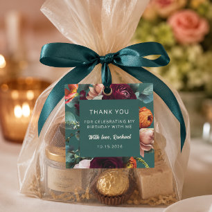 Cartão De Informações Etiqueta de Favor de Festa de Aniversário Floral T