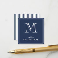Etiquetas de Presente Preppy Azul Marinho e Branco