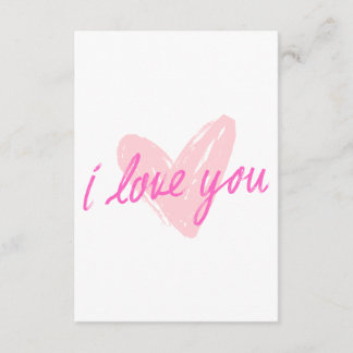 Cartão De Informações Eu Te Amo" Design de Coração Rosa