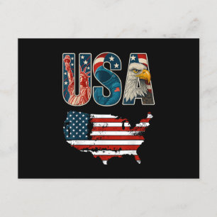 Cartão De Informações EUA US Patriótico 4 de julho Bandeira da América L