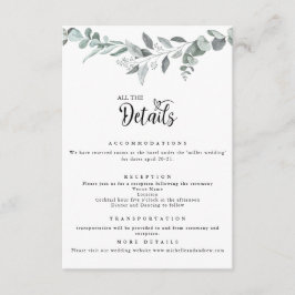 Cartão De Informações Eucalipto Botânico | Detalhes do Casamento