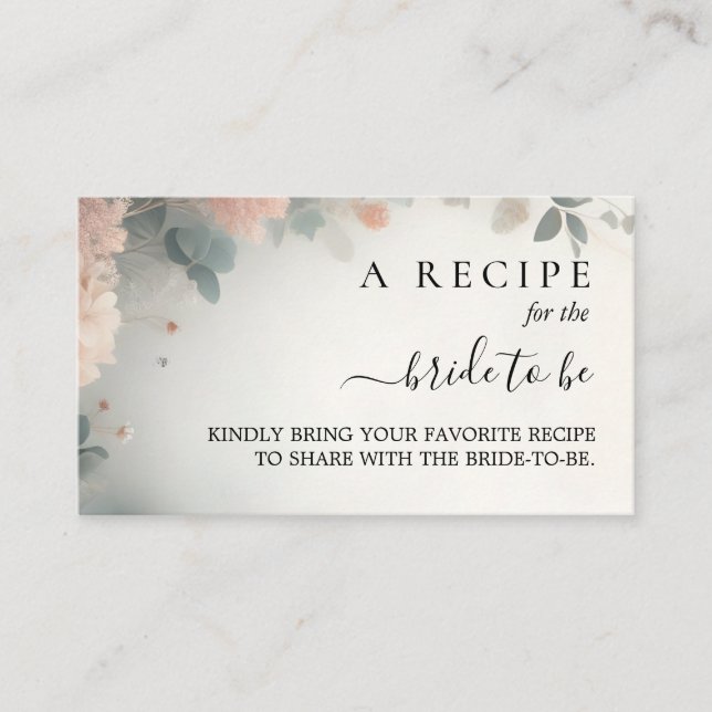 Cartão De Informações Eucalipto em Renda Tule Azul Poeira Noivado (Frente)